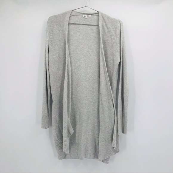 GAP Sweaters - Gap Open Front Long Sleeve Light Gray Cardigan Size Small